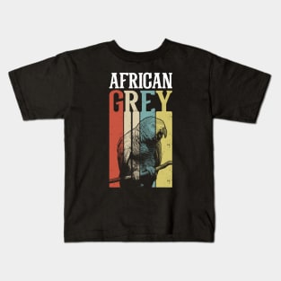 80s Retro Vintage African Grey Parrot Kids T-Shirt